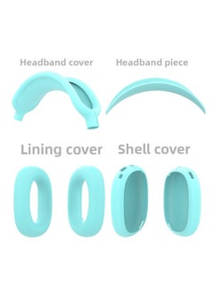 Suitable For Apple AirPods Max Earphone Case Protective Cover Soft Silicone Bluetooth Headset Protective Case-Color:Mint Green 4-piece Set (shell Cover*1 Pair+head Beam Cover*1+ear Cushion Cover*1 Pair+headband Piece*1)-Applicable Models:Airpods Max/max 0.1kg Shared Protective Case