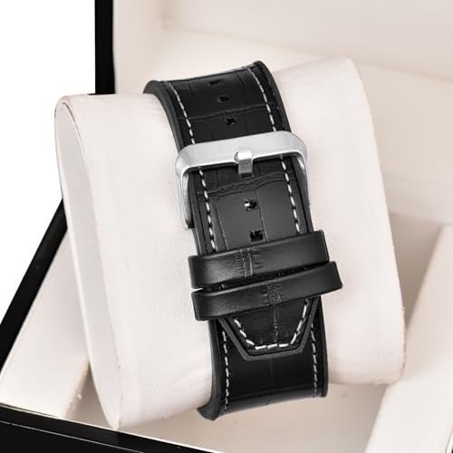 SWADESI STUFF Analog Quartz Wrist Watch for Men and Boys | Stylish Leather Strap | Classic Round Dial | Luxury Fashion Timepiece | Elegant Casual & Formal Wear Accessory (Silver) - Image 4