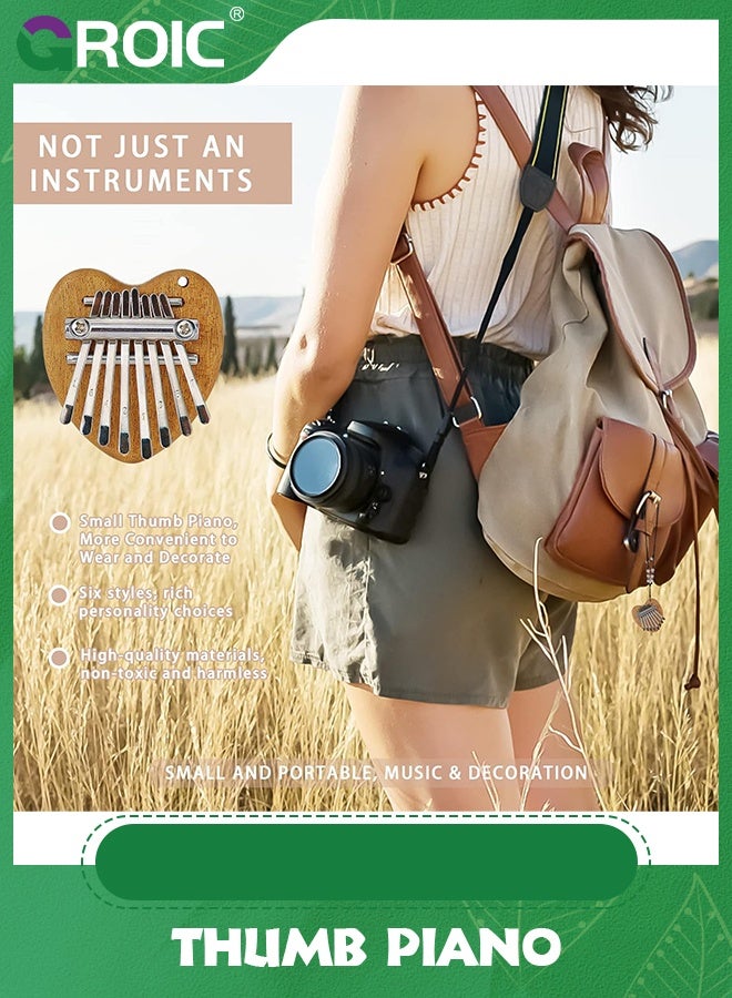 GROIC Mini Kalimba Thumb Piano 8 Keys,Portable Solid Wood Mbira Finger Piano for Kids,Marimba Musical Pendant Gift,Mini Exquisite Finger Thumb Piano,Children's Musical Instrument Toys - Image 4