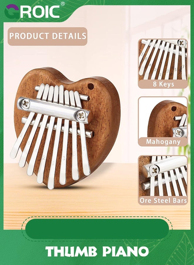 GROIC Mini Kalimba Thumb Piano 8 Keys,Portable Solid Wood Mbira Finger Piano for Kids,Marimba Musical Pendant Gift,Mini Exquisite Finger Thumb Piano,Children's Musical Instrument Toys - Image 2