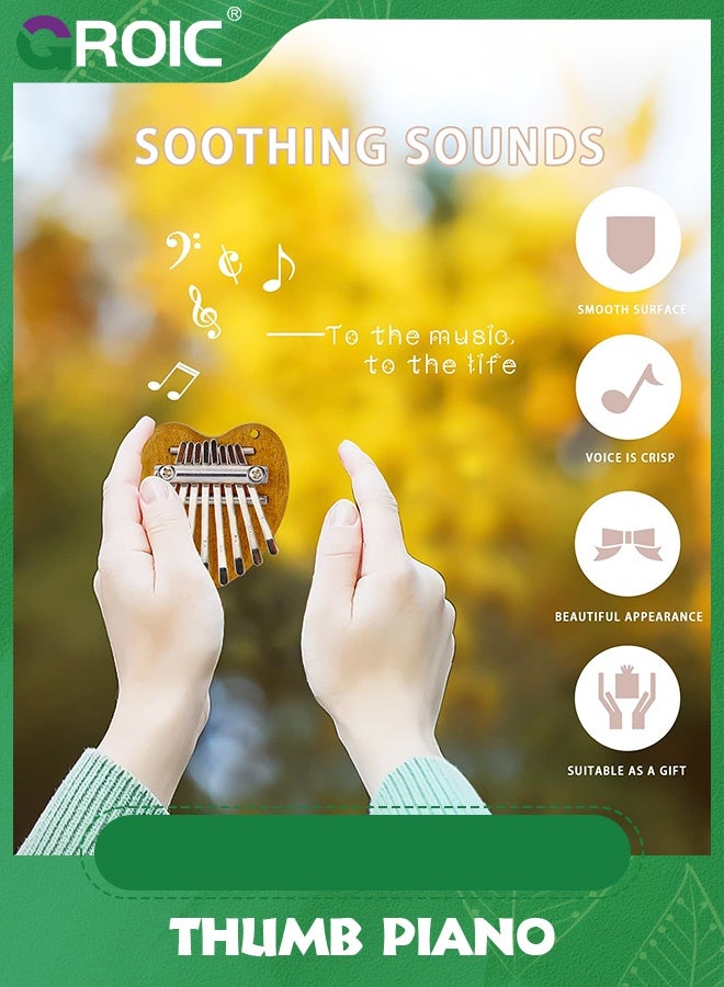 GROIC Mini Kalimba Thumb Piano 8 Keys,Portable Solid Wood Mbira Finger Piano for Kids,Marimba Musical Pendant Gift,Mini Exquisite Finger Thumb Piano,Children's Musical Instrument Toys - Image 3