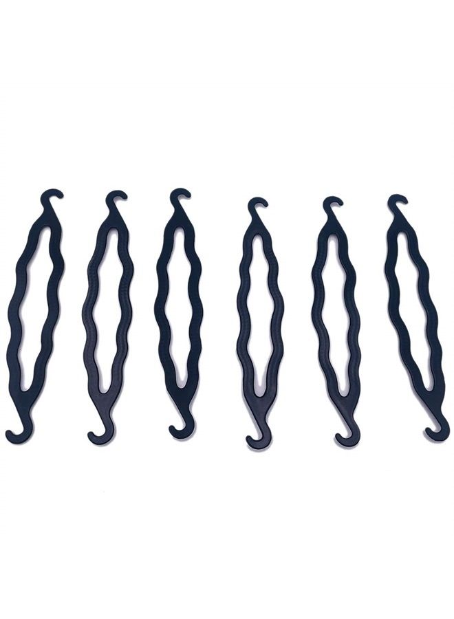 UPSTORE 6 PCS Black Plastic Hair Magic Donut Bun Maker Upgraded Version Hair Twist Braiding Tool Curler Hair Bun Shaper Set Hair Accessories Ponytail Hair Tool Instant Hair Snap Buns for Girls Women - Image 1