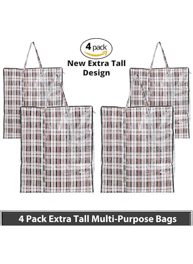 DUNISO Pack of 4 Strong Storage Laundry Bags – Big Moving/Shopping Bags with Zipper & Handles - Reusable Storage Zip Bag, Extra Large Heavy Duty Nylon Organizer Bags for Quilts Blankets Pillows Cloths - Image 2