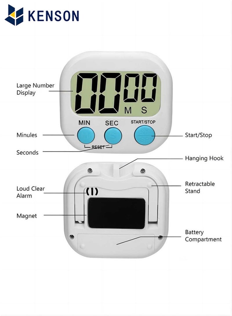 KENSON LCD Digital Kitchen Countdown Magnetic Timer White - Image 4