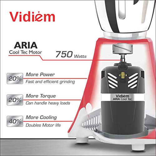 Vidiem Mixer Grinder 539 A Eva Rose (Pink with White) | 750 Watts Mixer Grinder with 3 Leakproof Jars with self-lock for Wet & dry spices, chutneys & curries | 5 Years Warranty | Mixer grinder - Image 5