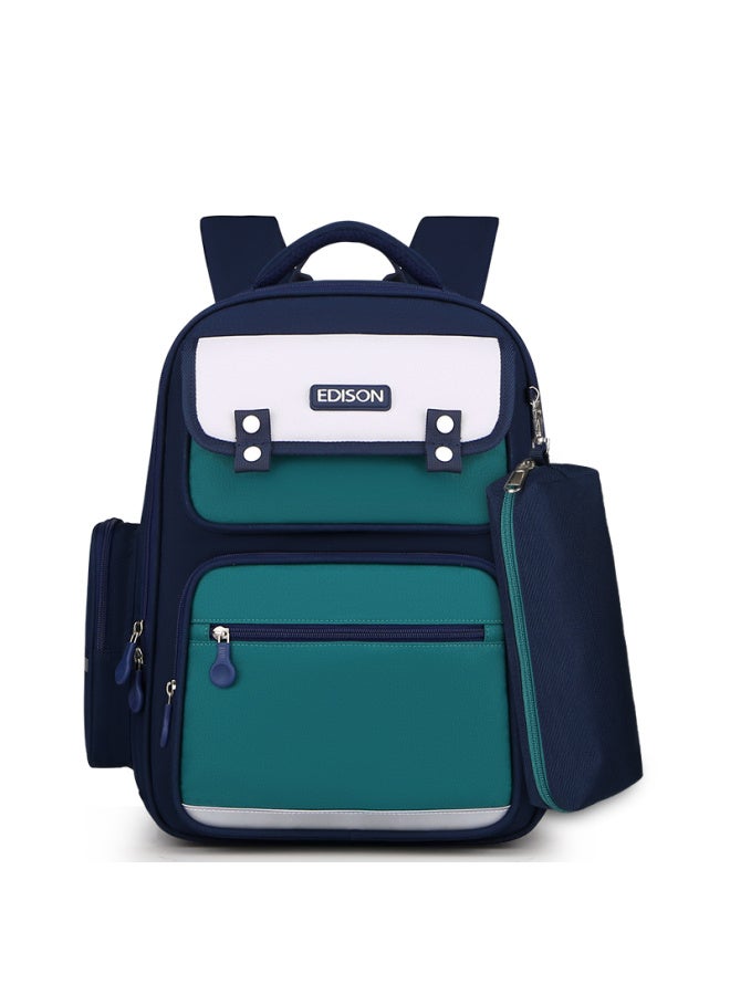 Edison Primary School Backpack With Spine Protection, Weight Reduction, Reflective, Large Capacity, Water-resistant, Anti-drop Children's Backpack 2213-1s Blue-green - Image 5