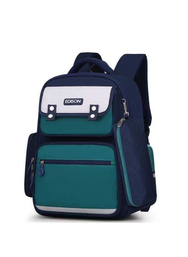Edison Primary School Backpack With Spine Protection, Weight Reduction, Reflective, Large Capacity, Water-resistant, Anti-drop Children's Backpack 2213-1s Blue-green - Image 1