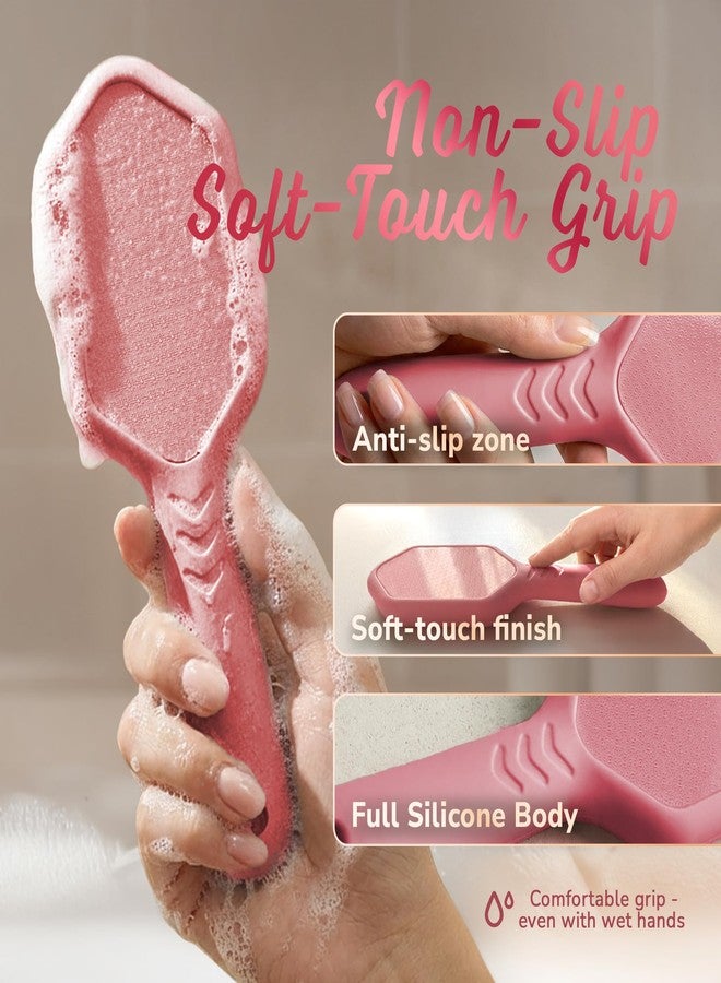 SILKLE Nano Glass Foot File - Silicone Foot Callus Remover for Feet and Cracked Heels - Heel Scraper for Dead Skin - Ergonomic Foot Scrubber & Exfoliator for Shower with Non-Slip Grip - Pink - Image 4