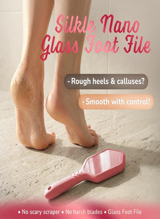 SILKLE Nano Glass Foot File - Silicone Foot Callus Remover for Feet and Cracked Heels - Heel Scraper for Dead Skin - Ergonomic Foot Scrubber & Exfoliator for Shower with Non-Slip Grip - Pink - Image 2