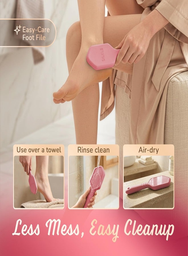 SILKLE Nano Glass Foot File - Silicone Foot Callus Remover for Feet and Cracked Heels - Heel Scraper for Dead Skin - Ergonomic Foot Scrubber & Exfoliator for Shower with Non-Slip Grip - Pink - Image 5