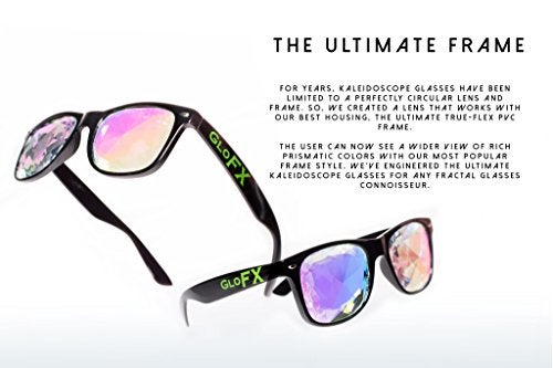 GloFX Ultimate Kaleidoscope Glasses - Clear - Rainbow EDM Rave Light Diffraction Eyewear (Clear) - Image 3