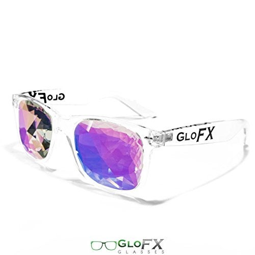 GloFX Ultimate Kaleidoscope Glasses - Clear - Rainbow EDM Rave Light Diffraction Eyewear (Clear) - Image 2