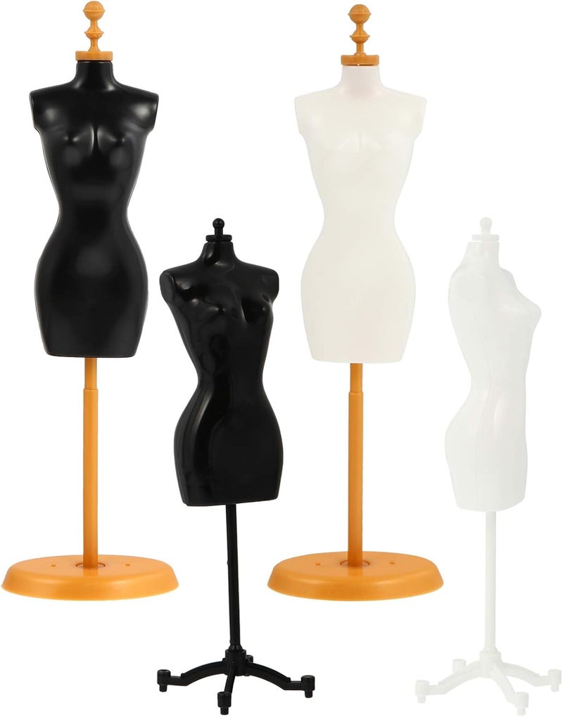 comfrt Doll Dress Form Mannequin 4pcs Doll Dress Form Cloth Gown Display Support Holder Toy Mannequin Model Stand Accessories for Doll Dresses Dollhouse Decoration (Mixed Style) Doll Body Stand - Image 1