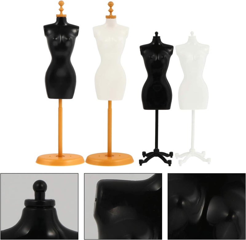 comfrt Doll Dress Form Mannequin 4pcs Doll Dress Form Cloth Gown Display Support Holder Toy Mannequin Model Stand Accessories for Doll Dresses Dollhouse Decoration (Mixed Style) Doll Body Stand - Image 5