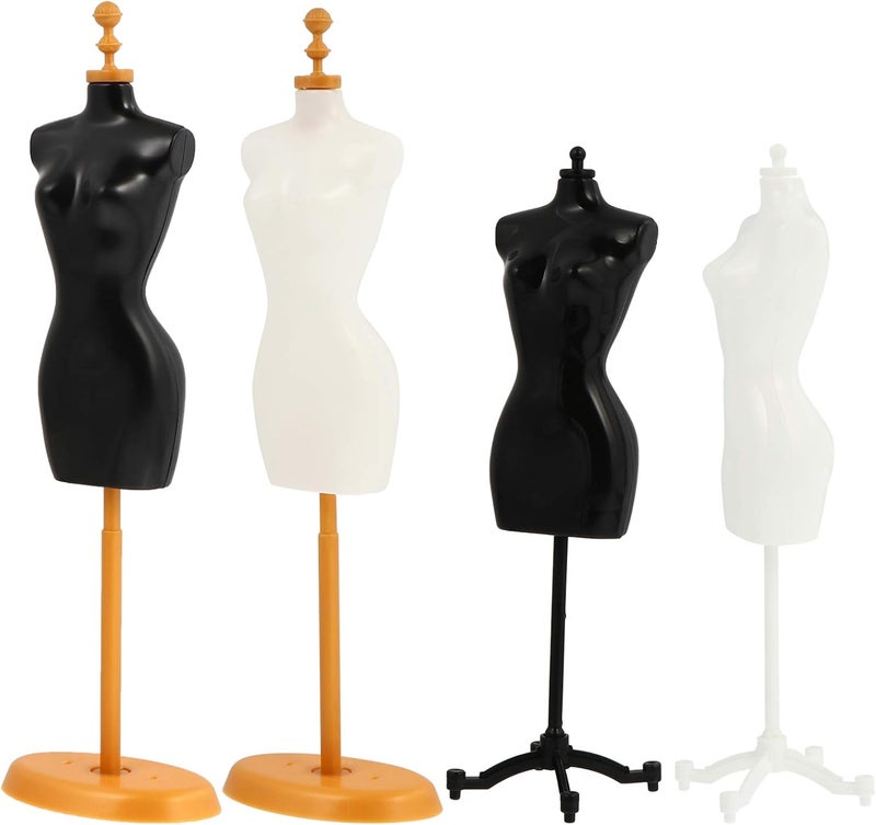 comfrt Doll Dress Form Mannequin 4pcs Doll Dress Form Cloth Gown Display Support Holder Toy Mannequin Model Stand Accessories for Doll Dresses Dollhouse Decoration (Mixed Style) Doll Body Stand - Image 2