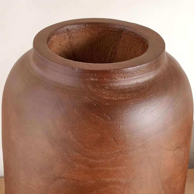 Pan Home Pecan Wooden Decor Vase 17x17x21cm - Brown - 112AIC9904228 - Image 2