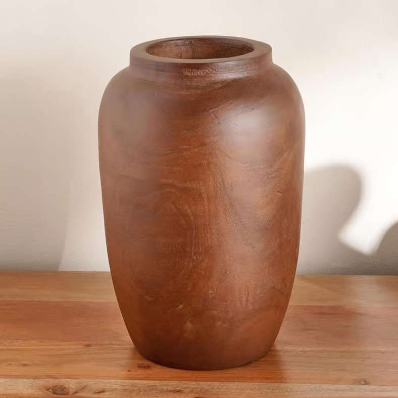 Pan Home Pecan Wooden Decor Vase 17x17x21cm - Brown - 112AIC9904228 - Image 4