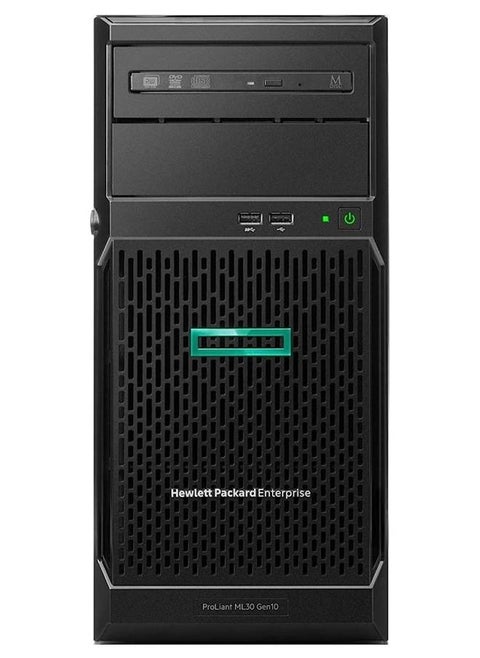 سيرفر HPE ProLiant ML30 البرجي، معالج Xeon E-2224 بسرعة 3.4 جيجاهرتز، ذاكرة RAM بسعة 16 جيجابايت DDR4، تخزين 1 تيرابايت SSD + 1 تيرابايت HDD، بطاقة رسومات مدمجة، نظام ويندوز 11 برو، لون أسود