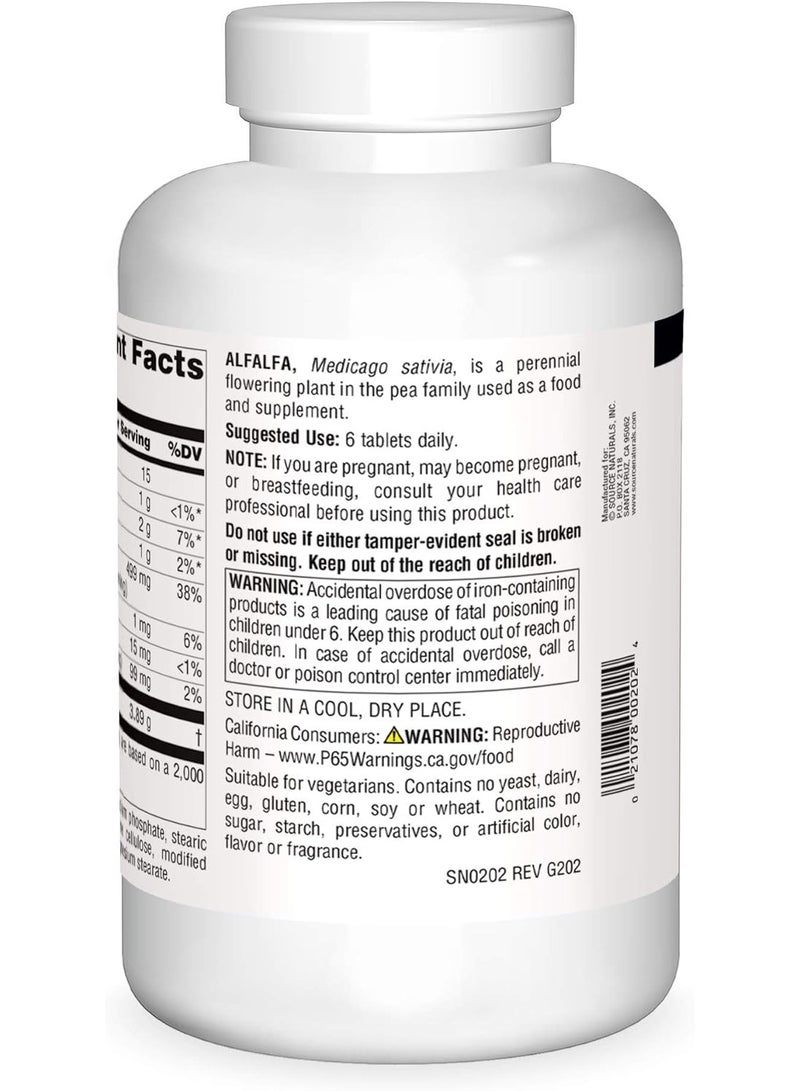 سورس ناتشورالز البرسيم 648 ملغ، 500 قرص - يعزز تدفق البول ويخفف الإمساك، غني بالعناصر الغذائية - Image 2