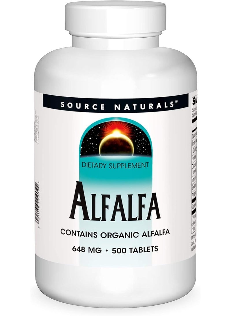 سورس ناتشورالز البرسيم 648 ملغ، 500 قرص - يعزز تدفق البول ويخفف الإمساك، غني بالعناصر الغذائية - Image 1