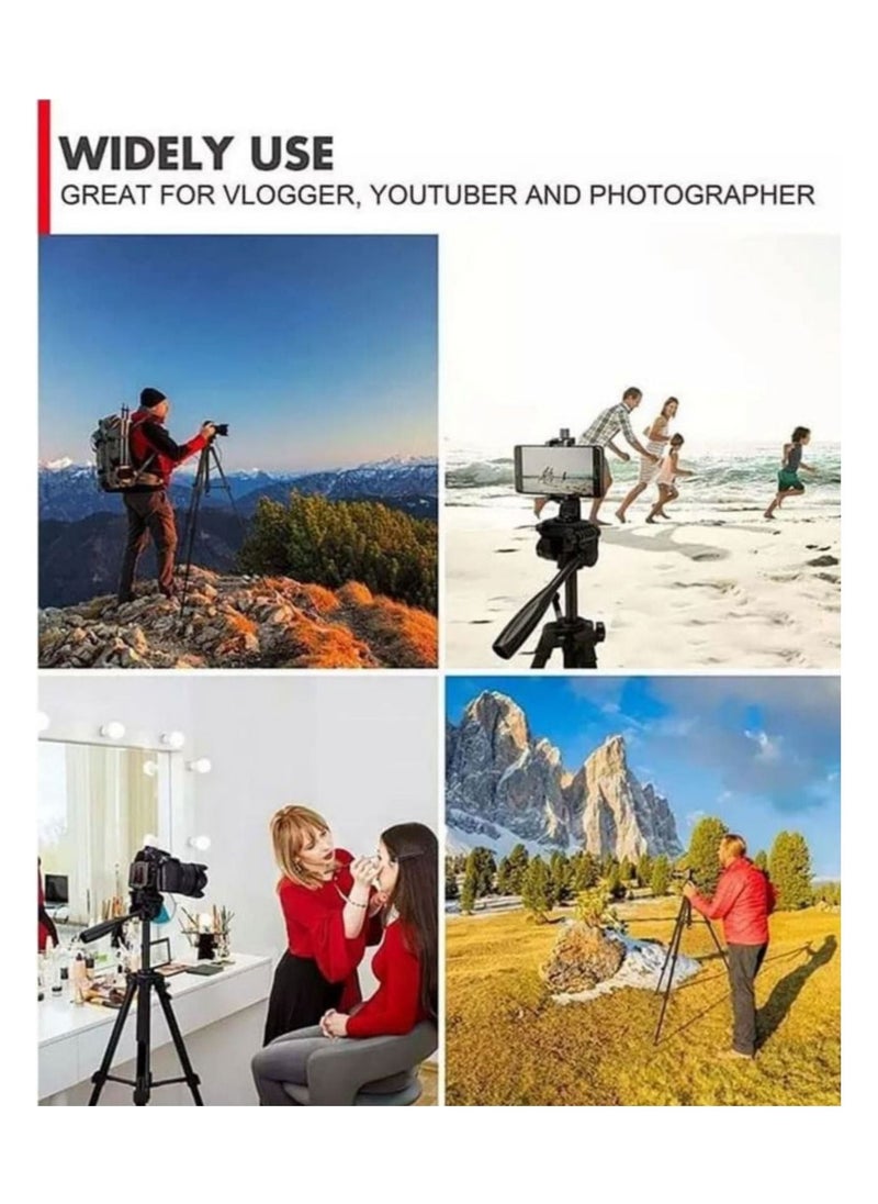 Rabos - Camera Tripod with Travel Bag Cell Phone Tripod with Wireless Remote and Phone Holder Compatible with All Cameras Cell Phones Projector Webcam Spotting Scopes - Image 1