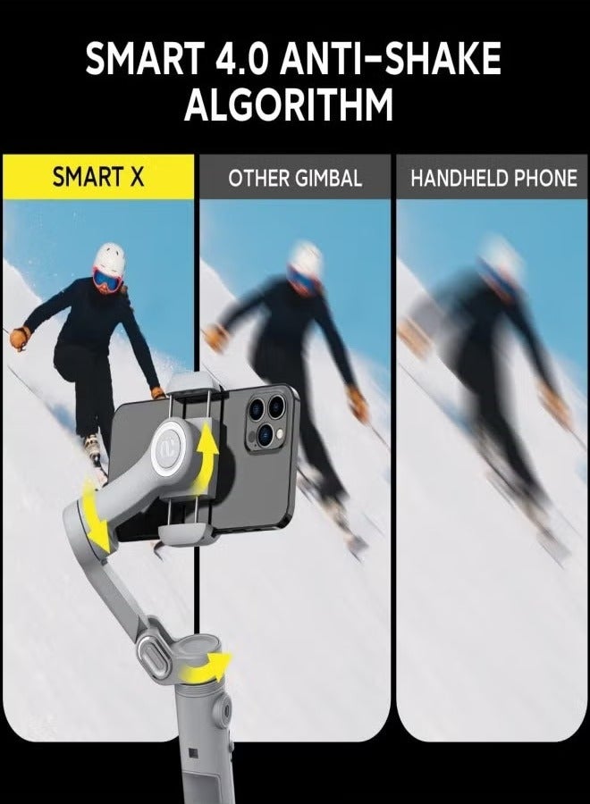 اوتشوان مثبت جيمبال محمول باليد، مثبت ثلاثي المحاور للهواتف الذكية، خفيف الوزن وسهل الحمل مع إضاءة تعبئة للهواتف الذكية وكاميرات الحركة، (قطعة واحدة) - Image 4