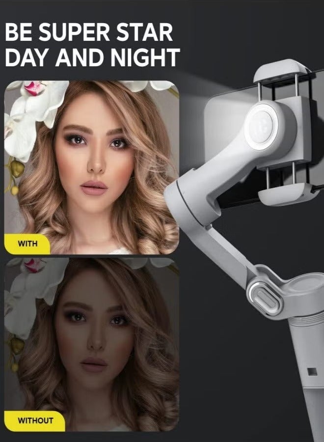 اوتشوان مثبت جيمبال محمول باليد، مثبت ثلاثي المحاور للهواتف الذكية، خفيف الوزن وسهل الحمل مع إضاءة تعبئة للهواتف الذكية وكاميرات الحركة، (قطعة واحدة) - Image 3