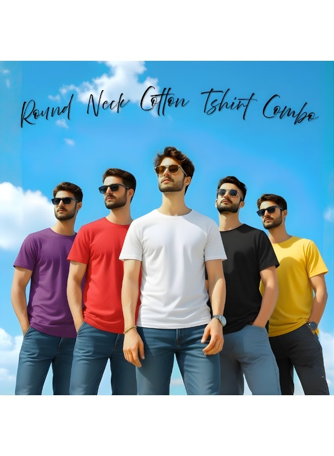 PRINTSHOP4ME Pack of 5 Adult T-Shirts for Men's - Round Neck Short Sleeve Tshirt - 5-Pack Crew Neck Tshirt - Image 4