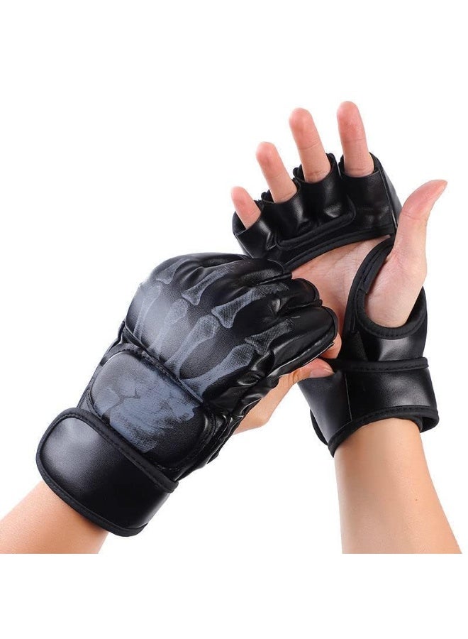 يلا جوي قفازات الملاكمة بدون أصابع ، لقفازات MMA ، قفازات الملاكمة المهنية للأداء ، قفازات الملاكمة القتالية بنصف الأصابع قفازات MMA مع قفازات UFC القابلة للتعديل لفرقة المعصم لـ Sanda Sparring Punching Bag Training - Image 1