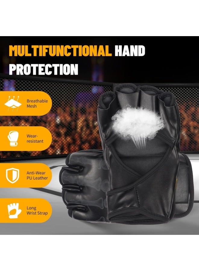 يلا جوي قفازات الملاكمة بدون أصابع ، لقفازات MMA ، قفازات الملاكمة المهنية للأداء ، قفازات الملاكمة القتالية بنصف الأصابع قفازات MMA مع قفازات UFC القابلة للتعديل لفرقة المعصم لـ Sanda Sparring Punching Bag Training - Image 3