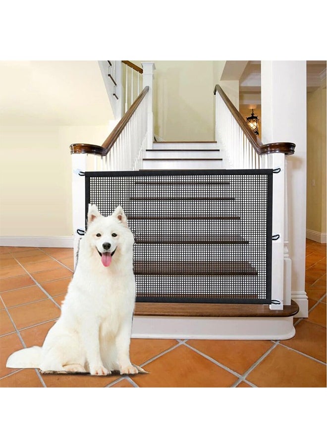 Generic Baby Gate for Stairs No Drilling- 43.3"" W x 28.3"" H Retractable Baby Gate Dog Gate for The House Mesh Baby Gate for Stair No Drill Pet Gate Puppy Gate for Stairs & Doorways (43.3"" x 28.3""), Black  - Image 1