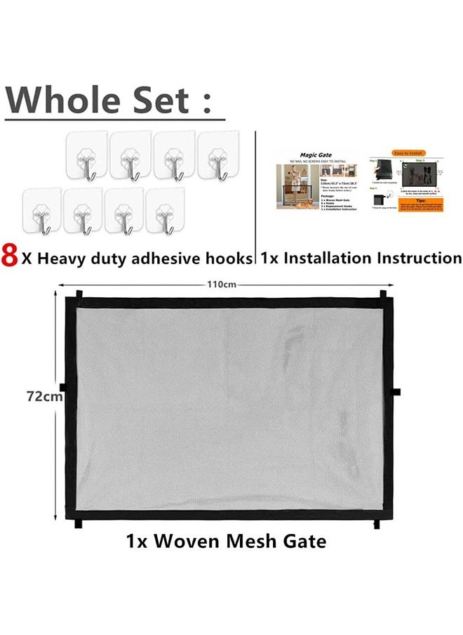 Generic Baby Gate for Stairs No Drilling- 43.3"" W x 28.3"" H Retractable Baby Gate Dog Gate for The House Mesh Baby Gate for Stair No Drill Pet Gate Puppy Gate for Stairs & Doorways (43.3"" x 28.3""), Black  - Image 3