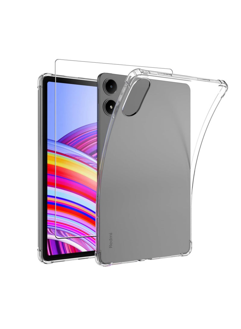 Aookay [1+1] Compatible with Xiaomi Redmi Pad Pro 12.1" Case, Airbag Drop Protection, Soft Flexible Silicone TPU Shockproof and Anti-Yellowing, Scratch Resistant Transparent Case  - Image 1