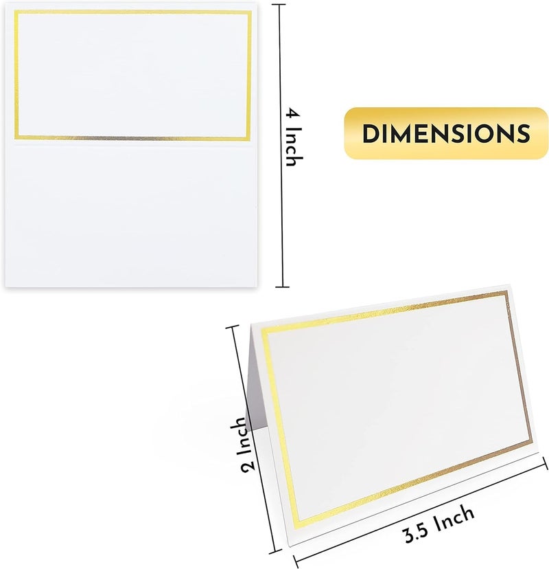 EVASTER Place Cards Pack of 60 Premium Tent Name Place Cards for Table Setting with Gold Foil Border 2x3.5 inches - Perfect for Weddings, Banquets Dinner Parties and any other Events - Image 3