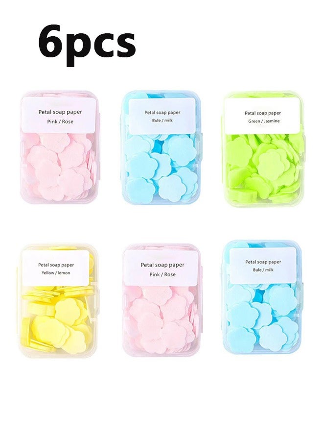 Geustos - 600 Petal Soap Sheets, Portable and Dissolvable Soap Paper Sheets for Hand Washing and Cleaning, Perfect for Children and Adults on Outdoor Travel and Camping Hiking6 Box Set - Image 1