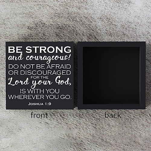 Woght Bible Verse Wooden Box Sign Plaque Be Strong and Courageous Do Not Be Afraid Wood Box Sign Rustic Art Home Office Shelf Desk Decor 5 x 5 x 1 Inches - Image 3