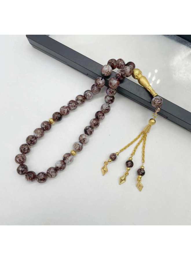YIXIA Pieces 10mm Large Flower Bead Golden Tassel Glass Bracelet Muslim Daily Prayer Beads Worship Beads Tasbih - Image 1