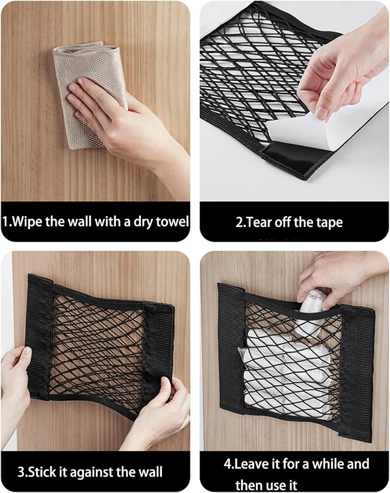 Bukela Mesh Plastic Bag Holder, Wall Mounted Storage Net Shopping Grocery Bag Holder Organizer Dispenser for Aluminum Foil, Trash, Garbage, Plastic Wrap, Under Sink Cargo Organizers - Image 5