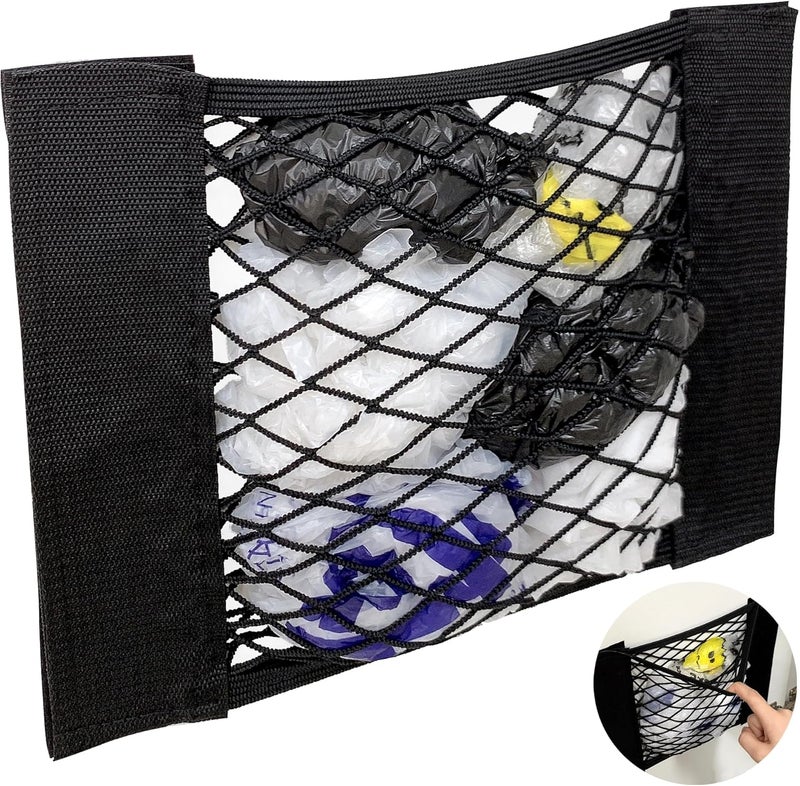 Bukela Mesh Plastic Bag Holder, Wall Mounted Storage Net Shopping Grocery Bag Holder Organizer Dispenser for Aluminum Foil, Trash, Garbage, Plastic Wrap, Under Sink Cargo Organizers - Image 1