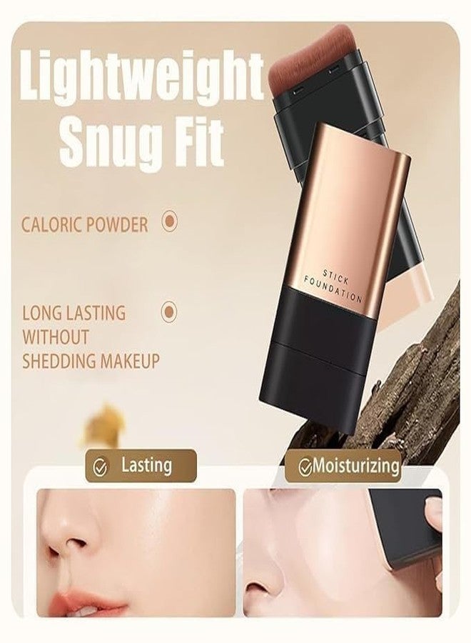PIXELERA 2-in-1 Luxury Foundation Stick with Built-in Brush Korean Full Coverage Hydrating Makeup - Lightweight & Moisturizing Anti-Wrinkle Stick, Natural Shade - Image 2