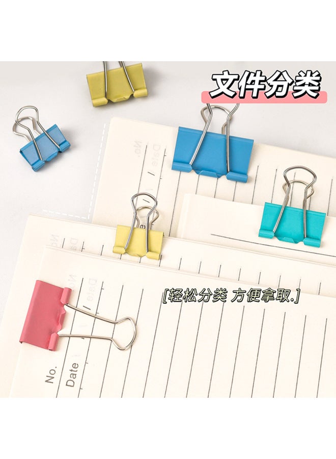 HELPS Colorful Binder Clips Office Metal Three-in-one Document Clips High-value Swallowtail Clips Mixed Pack 19mm Small File Clips - Image 3