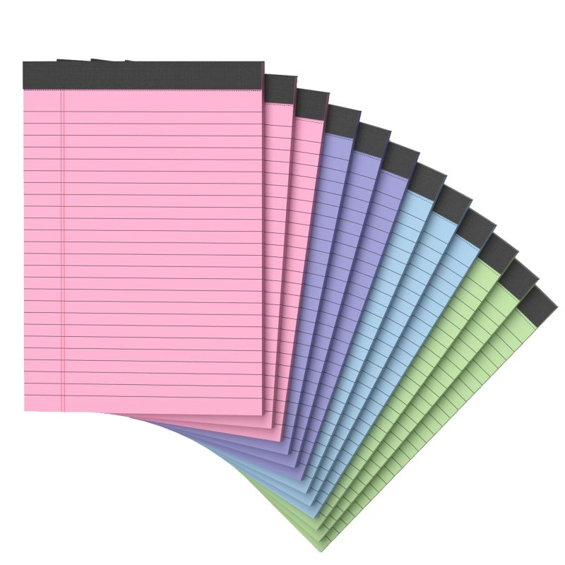 Vishoitty 12 Pack Note Pads 5X8  Narrow Ruled Legal Pad Writing Pads 5X8  Multicolor Small Notepads Small Note Pads  30 Sheet/Notepad  Pink Legal Pad  Purple Notepad Colored Lined Paper For School Business Home - Image 1