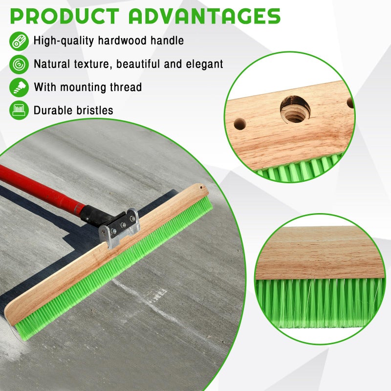 Yiyiring 1 Pcs 36 Inches Green Concrete Broom Finishing Soft Without Handle Soft Flow Through Brush with Mounting Threads for Concrete Finishes, Hard Floors, Yards - Image 3