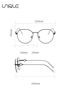 Unique Glasses - Blue Light Blocking Glasses - Large Frame Glasses - Pearl Temples - Non-Myopic Glasses - Women's Men's Computer Reading/Gaming/TV/Mobile Phone Glasses - Anti-Eye Fatigue (Golden)  - Image 2