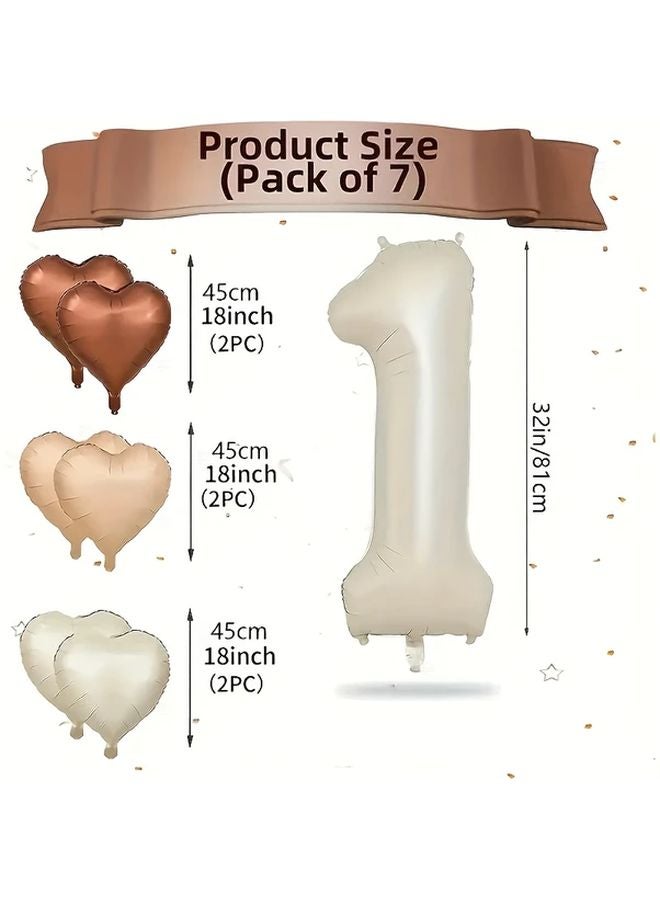 7 Piece Set Creamy White Heart Shaped Number Balloons For Wedding Engagement Romantic Decorations - Image 3