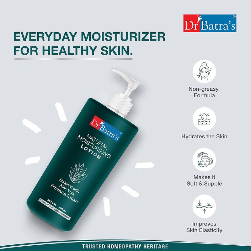 Dr Batra's Dr Batras Natural Moisturising Lotion Enriched with Aloe Vera  Echinacea Shield against Dry Skin Prevents from Skin Problems SLS  Paraben free 400ml Pack of 2 - Image 4