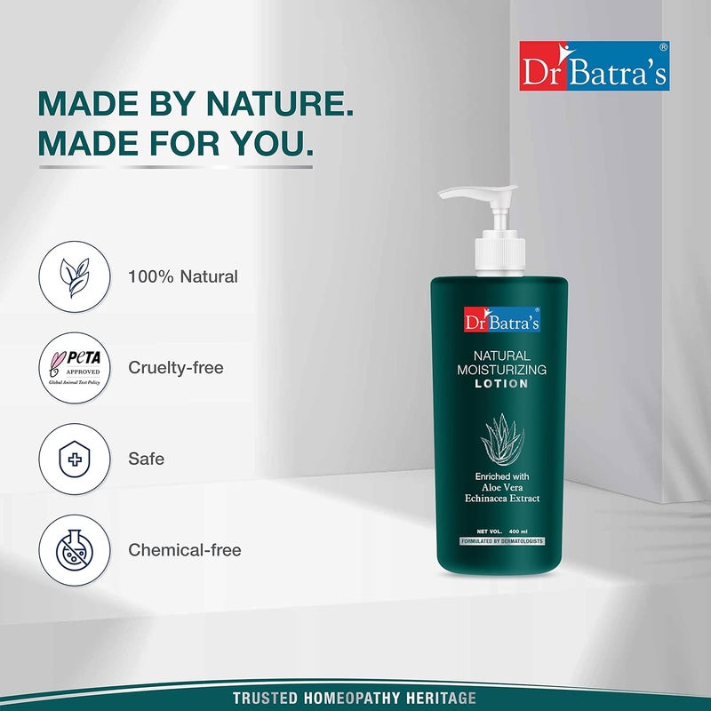 Dr Batra's Dr Batras Natural Moisturising Lotion Enriched with Aloe Vera  Echinacea Shield against Dry Skin Prevents from Skin Problems SLS  Paraben free 400ml Pack of 2 - Image 3