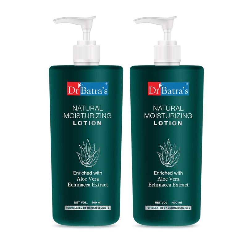 Dr Batra's Dr Batras Natural Moisturising Lotion Enriched with Aloe Vera  Echinacea Shield against Dry Skin Prevents from Skin Problems SLS  Paraben free 400ml Pack of 2 - Image 1