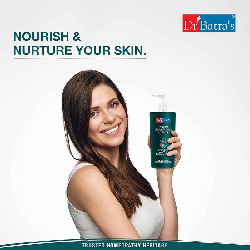 Dr Batra's Dr Batras Natural Moisturising Lotion Enriched with Aloe Vera  Echinacea Shield against Dry Skin Prevents from Skin Problems SLS  Paraben free 400ml Pack of 2 - Image 2
