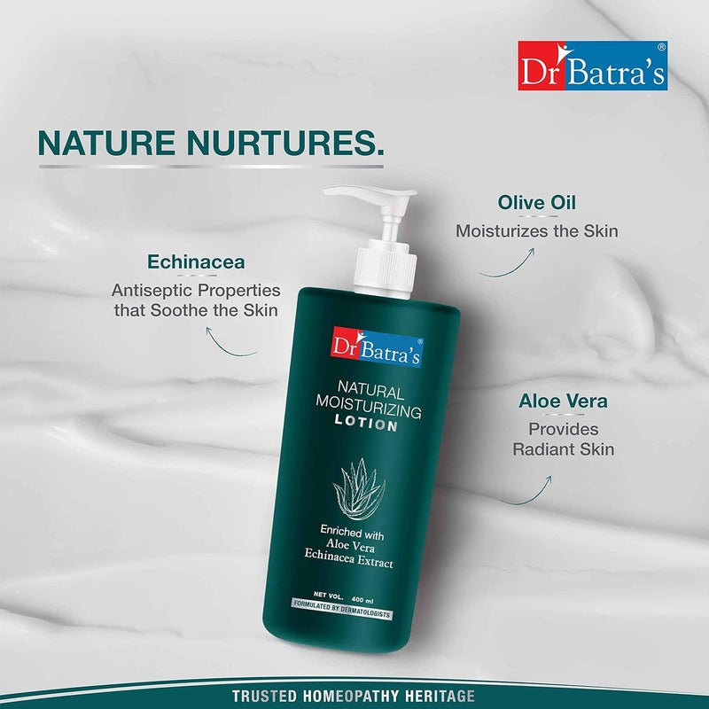 Dr Batra's Dr Batras Natural Moisturising Lotion Enriched with Aloe Vera  Echinacea Shield against Dry Skin Prevents from Skin Problems SLS  Paraben free 400ml Pack of 2 - Image 5